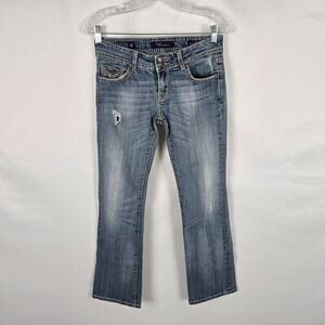 Vigoss Jeans Women's 5/6 28 Blue Medium Wash Fit Bootcut Slight Distressed Fade